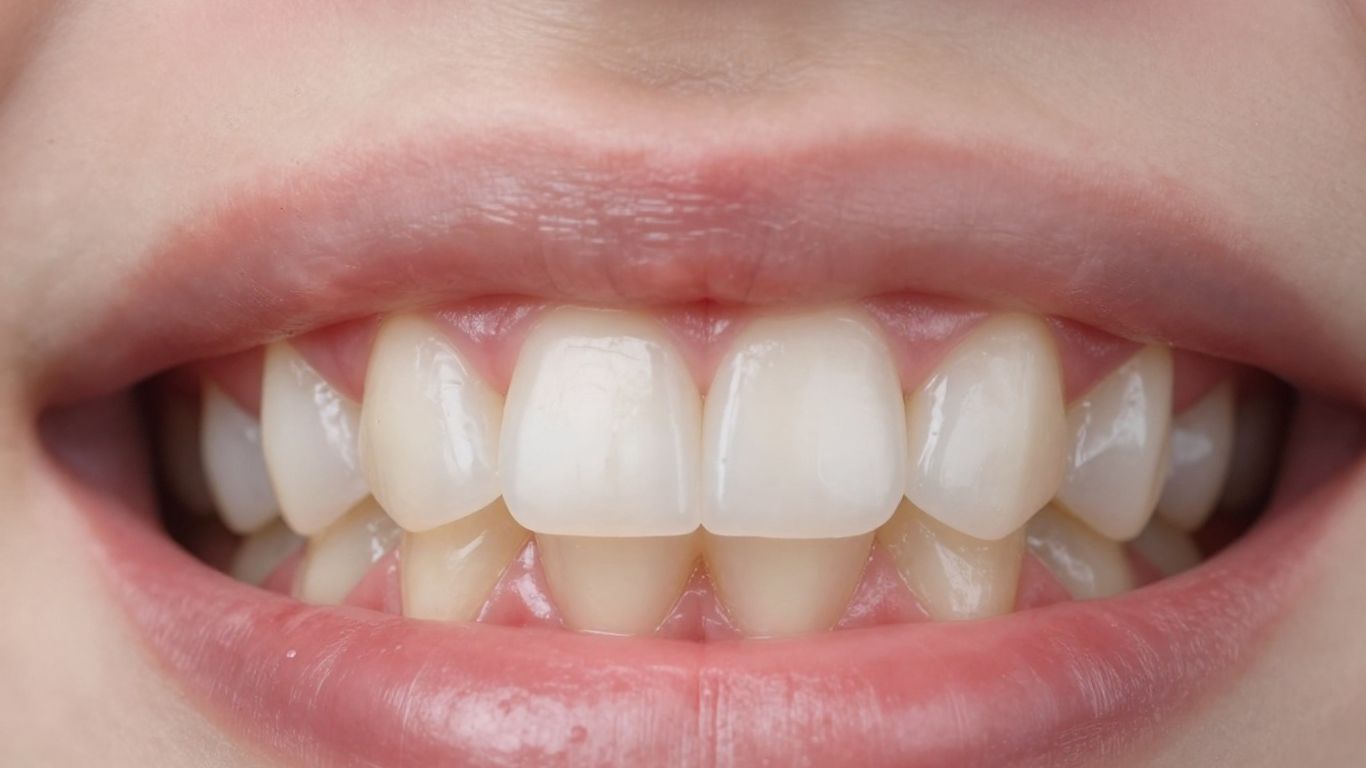 Healthy gum line next to a white tooth.